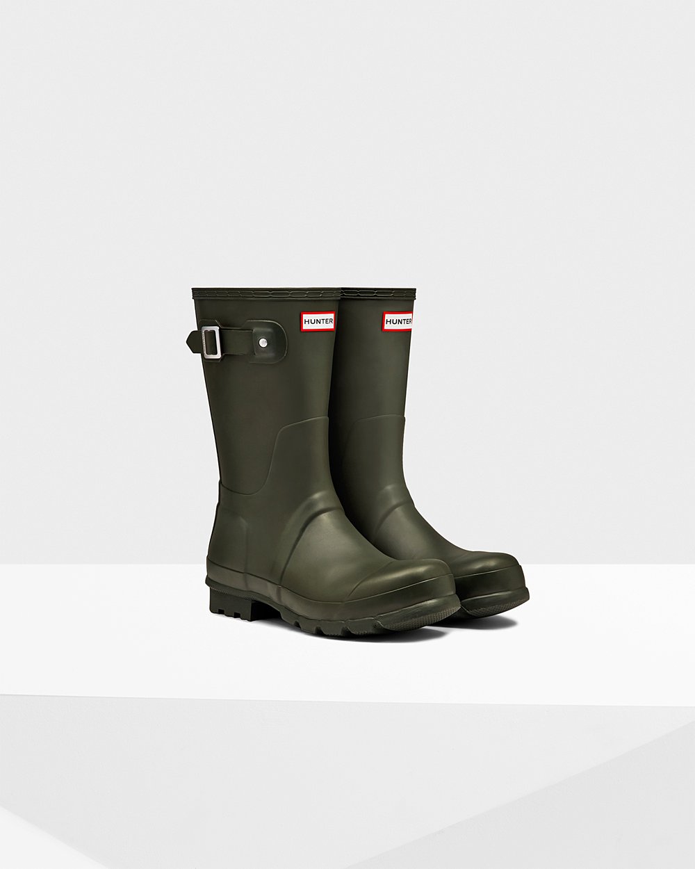 Hunter Original Short Rain Boots - Buy Online Mens Dark Olive - MCHFAS829